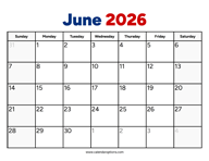 June 2026 Calendar PDF