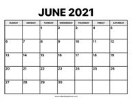 June Calendar 2021