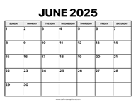June Calendar 2025