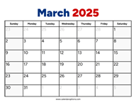 March 2025 Calendar PDF