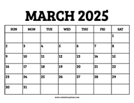 March 2025 Calendar Printable