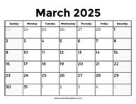 March 2025 Calendar With Holidays