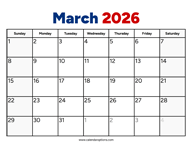 March 2026 Calendar PDF