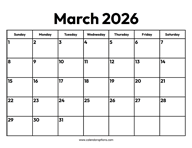 March 2026 Calendar