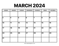 March Calendar 2024