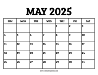 May 2025 Calendar Printable