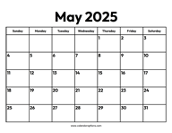 May 2025 Calendar