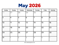 May 2026 Calendar PDF