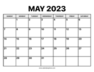 May Calendar 2023