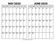 May and June 2025 Calendar