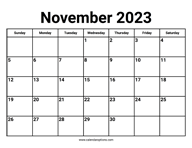 November 2023 Calendar