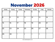November 2026 Calendar PDF