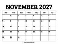 November 2027 Calendar Printable