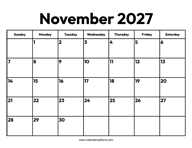 November 2027 Calendar