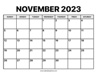 November Calendar 2023