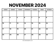 November Calendar 2024