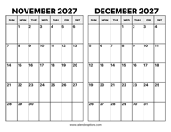 November and December 2027 Calendar