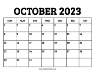 October 2023 Calendar Printable