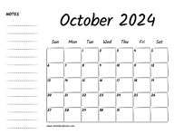 October 2024 Printable Calendar