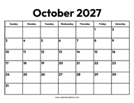 October 2027 Calendar