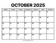 October Calendar 2025