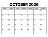 October Calendar 2026