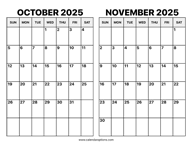 October and November 2025 Calendar