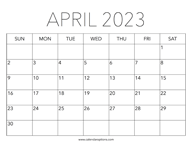 Printable April 2023 Calendar