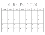 Printable August 2024 Calendar