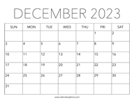 Printable December 2023 Calendar