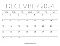 Printable December 2024 Calendar