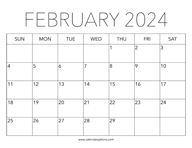 Printable February 2024 Calendar