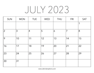 Printable July 2023 Calendar