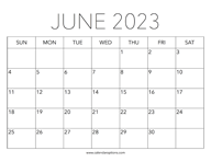 Printable June 2023 Calendar