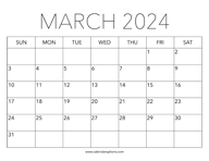 Printable March 2024 Calendar