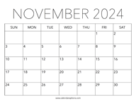 Printable November 2024 Calendar