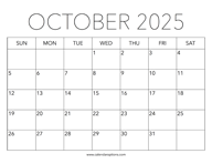Printable October 2025 Calendar