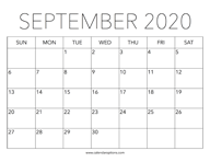 Printable September 2020 Calendar
