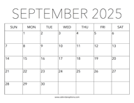 Printable September 2025 Calendar