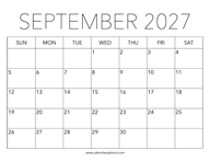 Printable September 2027 Calendar