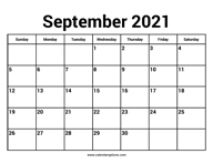 September 2021 Calendar