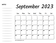 September 2023 Printable Calendar