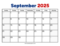 September 2025 Calendar PDF