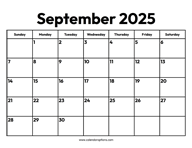 September 2025 Calendar