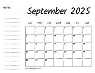September 2025 Printable Calendar