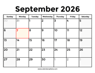 September 2026 Calendar With Holidays