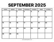 September Calendar 2025