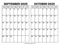 September and October 2025 Calendar