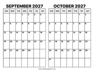 September and October 2027 Calendar