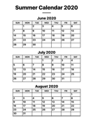 Summer 2020 Calendar